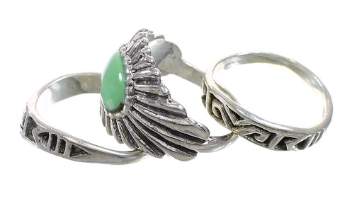 Turquoise Southwest Silver Stackable Ring Set Size 5 AX87341